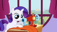 Filly Rarity working at a sewing machine S1E23