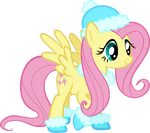 Fluttershy wearing her winter accessories