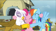 Gilda, Pinkie, and Dash Hugging S05E8