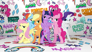 Mane Six group pose in Fresh Princess music video.png