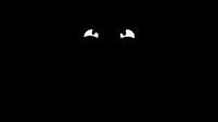 Sludge's evil eyes on black screen S8E24