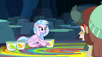 Yona looking at Silverstream's floor mural S9E3