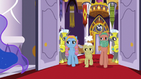 Delegate ponies enter the castle dining hall S7E10