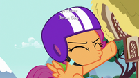 Scootaloo cheering as she scoots through town S6E19