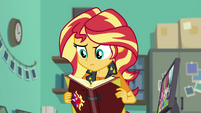 Sunset reads message from Princess Twilight EGFF