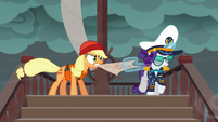 Applejack and Rarity fight over the map S6E22