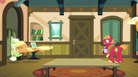 Applejack tackles Granny Smith into the kitchen S6E23