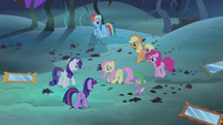 Fluttershy's friends cheering S4E07