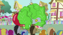 Pinkie Pie's float overtaking tomato float S3E4