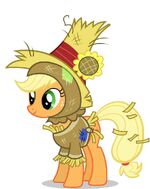 Applejack as a scarecrow.