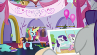 "Rarity, we're running low on vermilion satin."