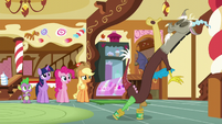 Spike, Twilight, Pinkie, and AJ watches Discord S5E22