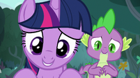 Twilight and Spike looking at 'Angel Bunny' S9E18