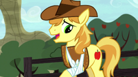 Braeburn looking at his injured hoof S5E6