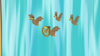 Ducks flying in front of waterfall S4E09