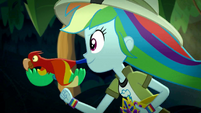 Parrot flying alongside Rainbow Dash SS12