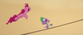 Pinkie Pie jumping onto the anchoring rope MLPTM