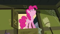 Pinkie Pie standing in Cranky's door frame S02E18