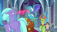 Princess Ember spewing angry fire S8E2