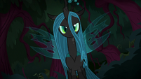 Queen Chrysalis emerging from the shadows S8E13