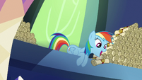 Rainbow Dash dropping scrolls on Spike S6E15