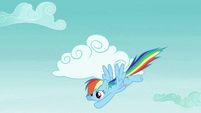 Rainbow flying down from the clouds S5E22