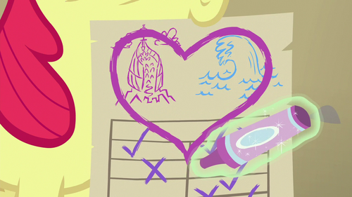 Sweetie Belle draws a heart on the list S8E6.png