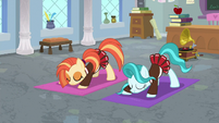 Cheer ponies doing yoga S9E15