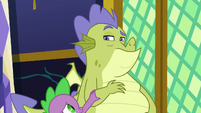 Spike puts his hand on Sludge's arm S8E24