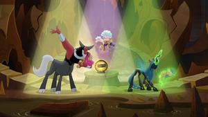 Tirek, Cozy, and Chrysalis dancing with dolls S9E8.png