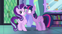 Twilight and Starlight hear a knock at the door S7E14