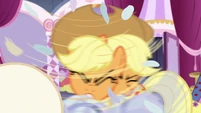 Applejack shakes feathers off of Lily Lace's hat S7E9.png (731 KB)
