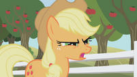 An upset Applejack.