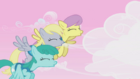 Derpy, Parasol, and Sprinkle Medley blow clouds away S1E11