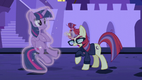 Moon Dancer levitates Twilight with her magic S5E12