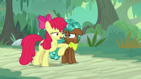 Apple Bloom nudges Spur with her elbow S9E22