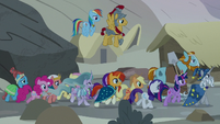 Mane Six and Pillars entering the Hollow Shades S7E26