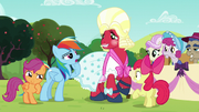 Rainbow Dash being suspicious of Orchard Blossom's true identity S5E17.png