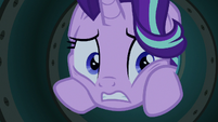 Starlight looks inside Pinkie's party cannon S9E11