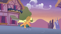 Applejack chasing after the contest ponies S7E9