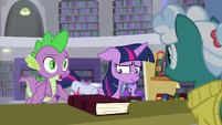 Spike "we have an overdue book" S9E5