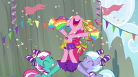 Pinkie Pie and Cloudsdale cheerleaders S4E10