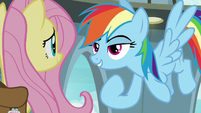 Rainbow Dash pointing at herself S9E21