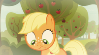 Young Applejack looking downward S9E10