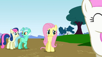 Lyra Heartstrings sure enjoys talking to Sweetie Drops.