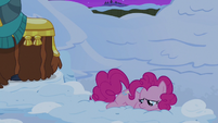 Pinkie Pie lying on the snow while sad S7E11
