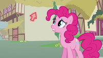 Pinkie looking at magical arrow S3E5