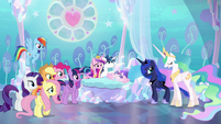 "The birth of an Alicorn is something Equestria has never seen!" ("They say Alicorns have never been born IN EQUESTRIA.")