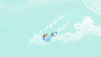 Rainbow Dash gathers clouds out of the sky S7E19