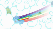 Rainbow Dash punching through clouds S4 Opening